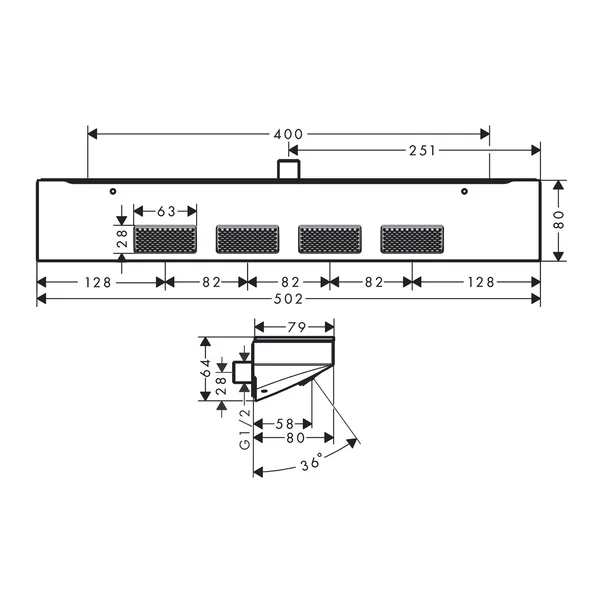 Dus de perete Hansgrohe Rainfinity Shoulder 500 bronz periat 1 functie picture - 6
