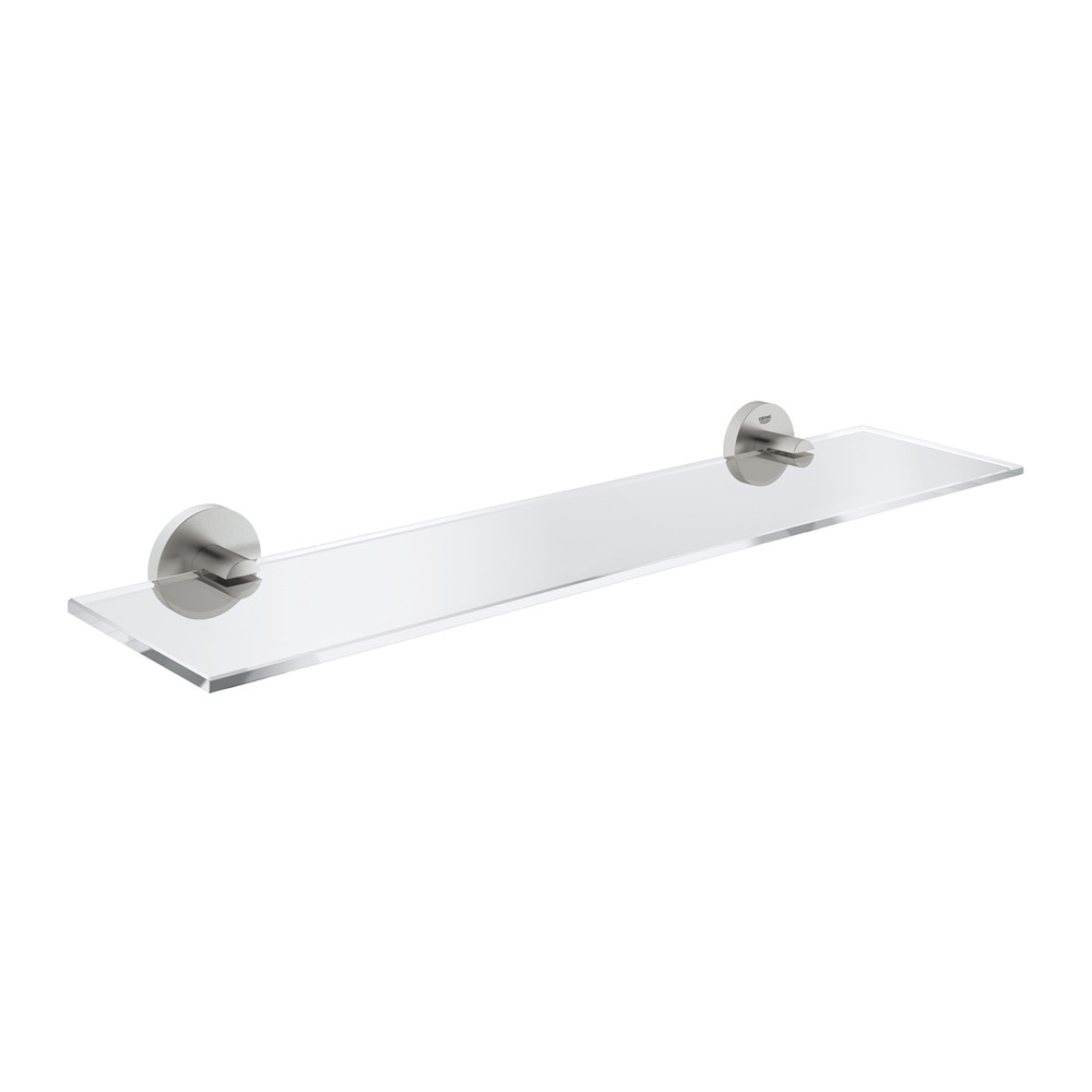 Etajera Grohe Essentials 53 cm sticla transparenta si suport crom periat Supersteel