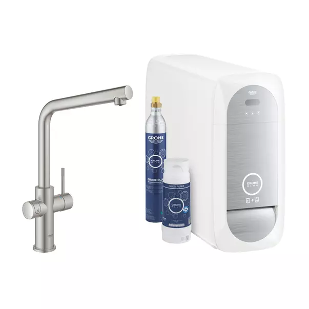 Baterie bucatarie Grohe Blue Home Ondus crom periat Supersteel pipa tip L si Starter Kit picture - 1