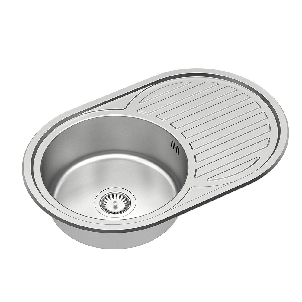 hiuveta inox Quadron Tom 211 cu o cuva fara picurator finisaj inox texturat 77x50 cm