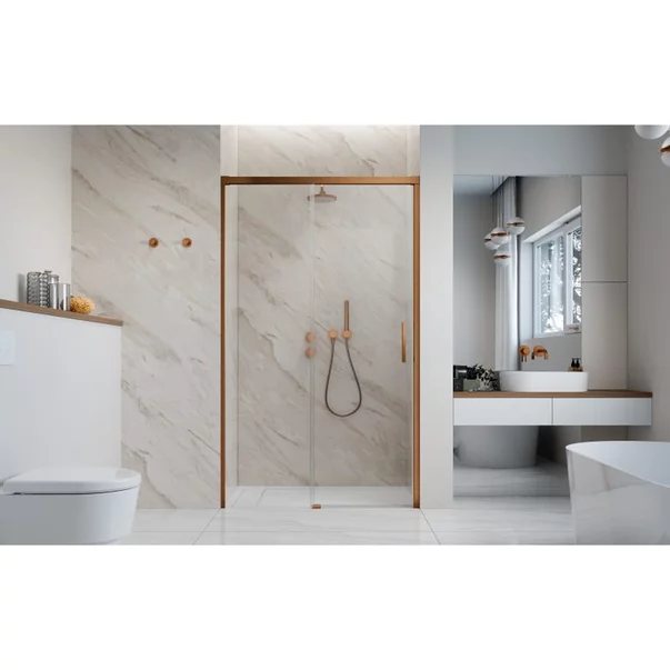 Usa de nisa culisanta Radaway Idea DWJ 120 cm sticla 6 mm finisaj cupru periat-transparent deschidere stanga picture - 2