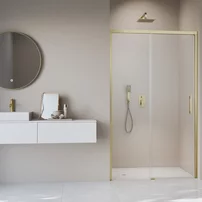 Usa de nisa culisanta Radaway Idea DWJ 120 cm sticla 6 mm finisaj auriu periat-transparent deschidere stanga
