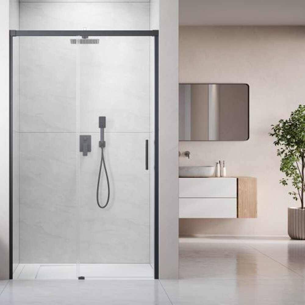 Usa de nisa culisanta Radaway Idea DWJ 110 cm sticla 6 mm finisaj GunMetal periat-transparent deschidere stanga