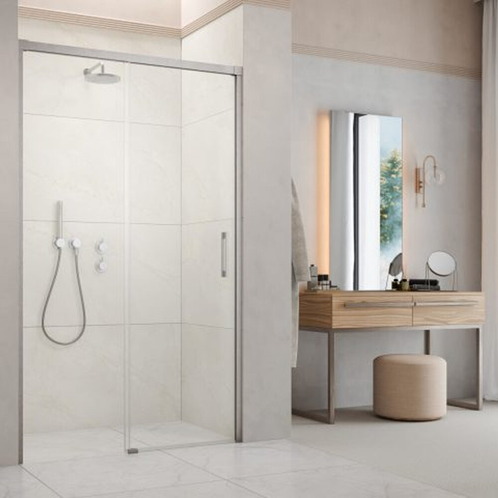 Usa de nisa culisanta Radaway Idea DWJ 120 cm sticla 6 mm finisaj nichel periat-transparent deschidere stanga