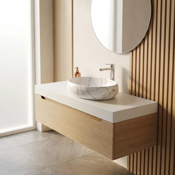 Lavoar pe blat stil marmura Rune Balder 49 cm picture - 4