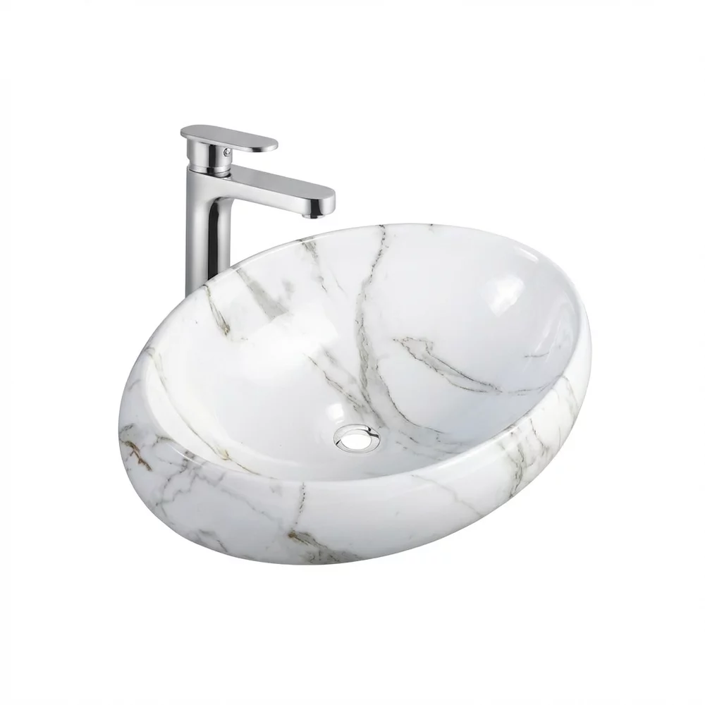 Lavoar pe blat stil marmura Rune Balder 49 cm 5940541331049