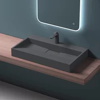 Lavoar din compozit pe blat Rune Garm 100 cm negru mat