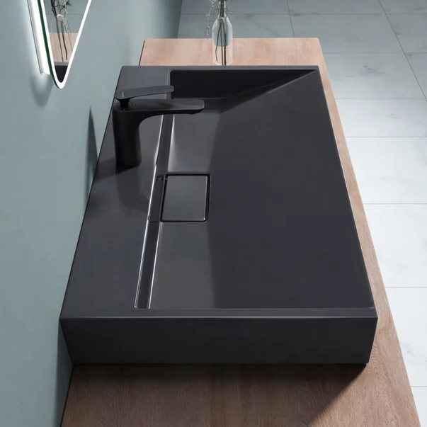 Lavoar din compozit pe blat Rune Garm 100 cm negru picture - 2