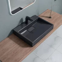 Lavoar din compozit pe blat Rune Garm 50 cm negru