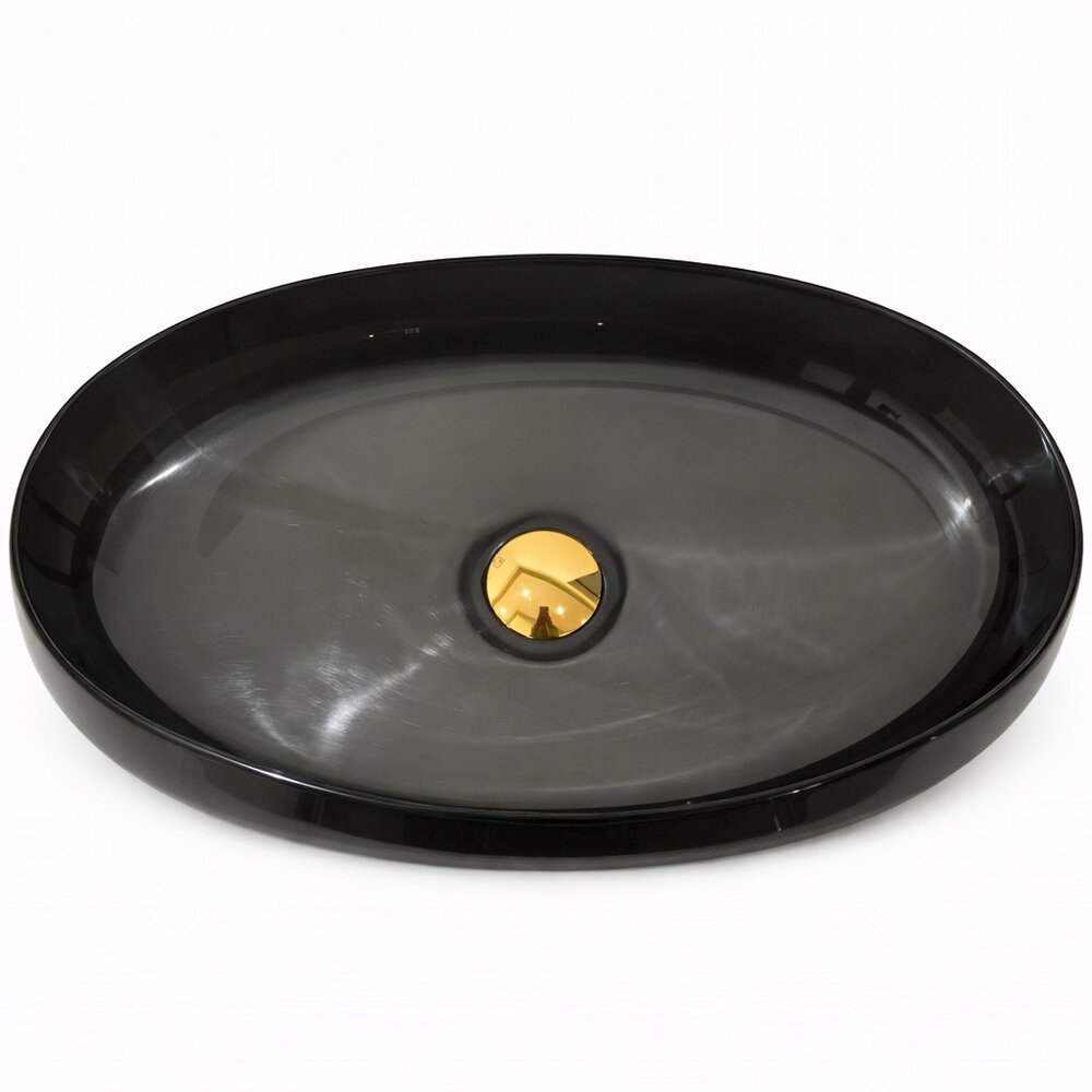 Lavoar din rasina pe blat Rune Bjorn 58 cm negru fumuriu