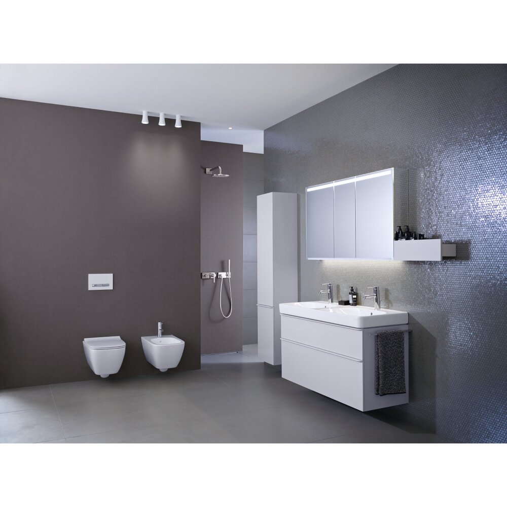 Lavoar dublu pe mobilier Geberit Smyle Square 120 cm fara orificiu baterie