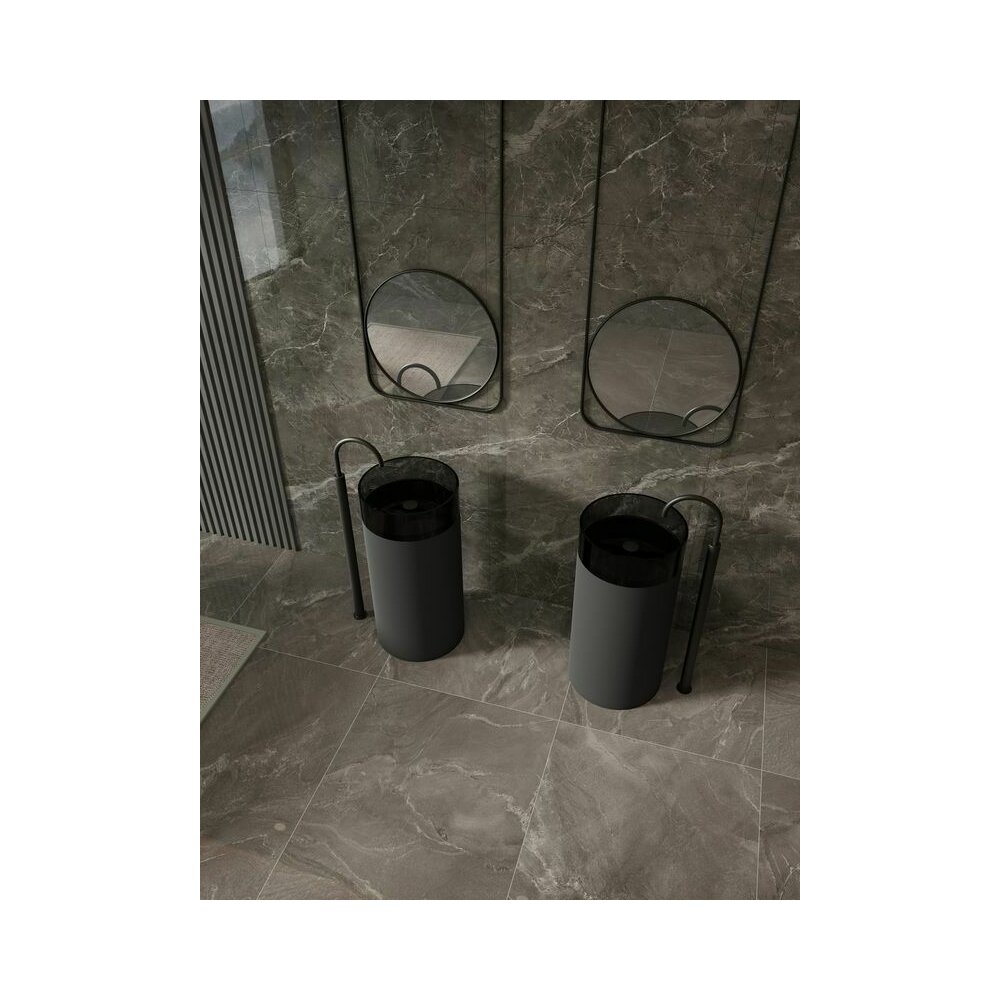 Lavoar freestanding din rasina transparenta Rune Mond fumuriu 45 cm