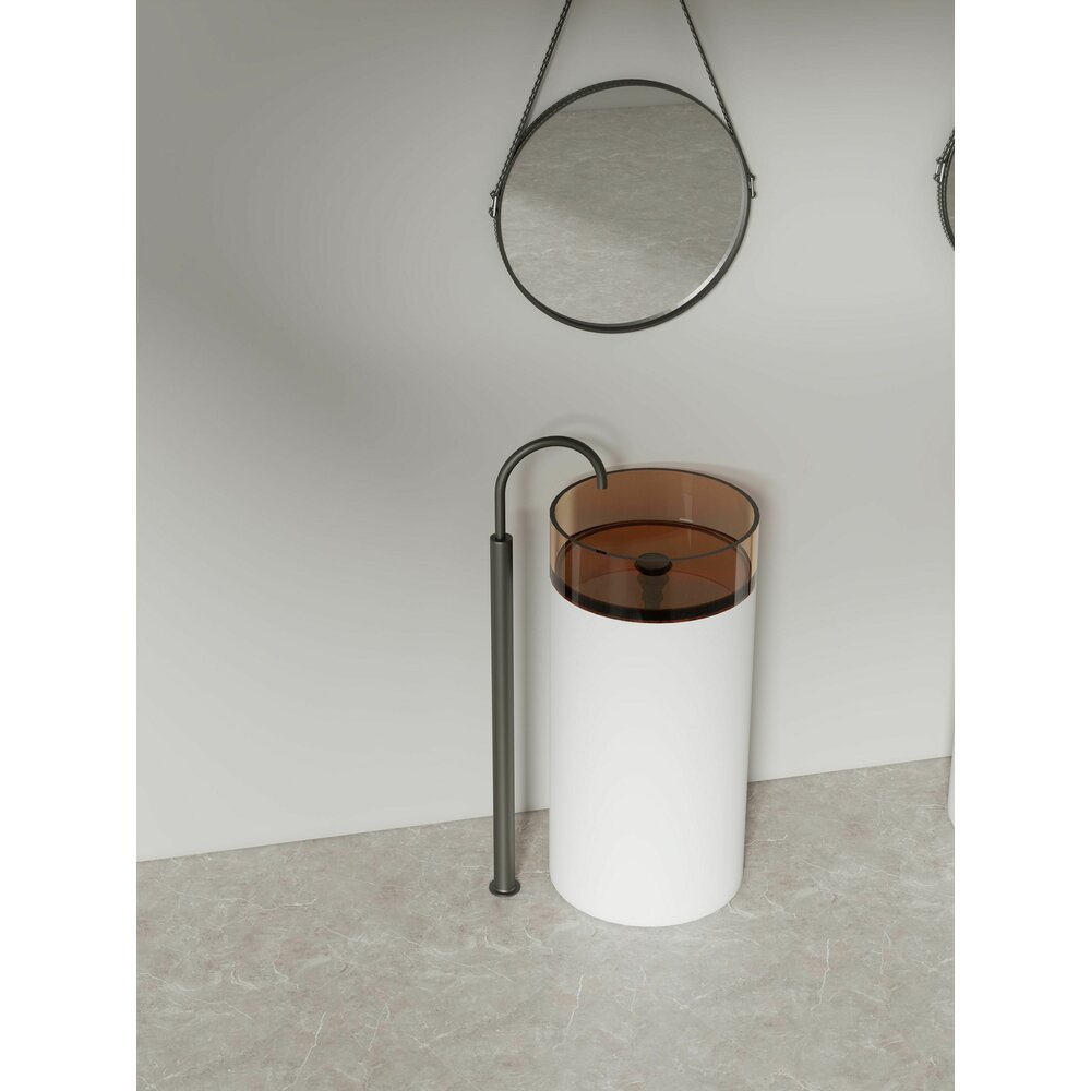 Lavoar freestanding din rasina transparenta Rune Mond maro-cupru 40 cm