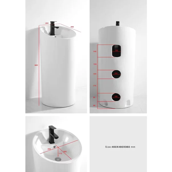 Lavoar freestanding Fluminia Jussac-46 alb 46 cm picture - 3