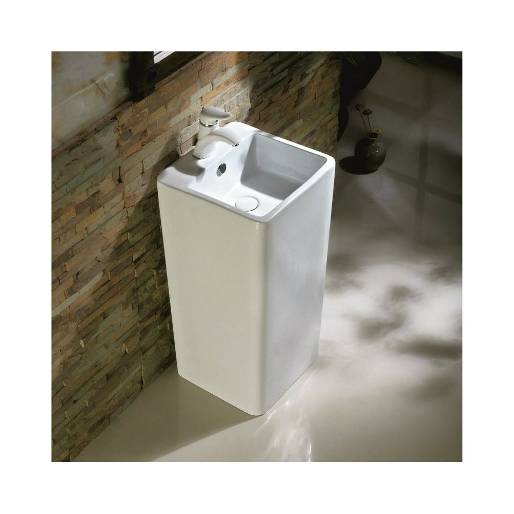 Lavoar freestanding Inter Ceramic patrat alb lucios 40.5 cm