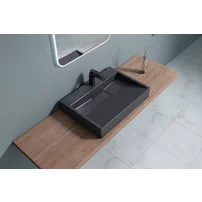 Lavoar negru din compozit pe blat Rune Garm 60 cm