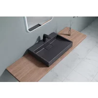 Lavoar negru din compozit pe blat Rune Garm 70 cm
