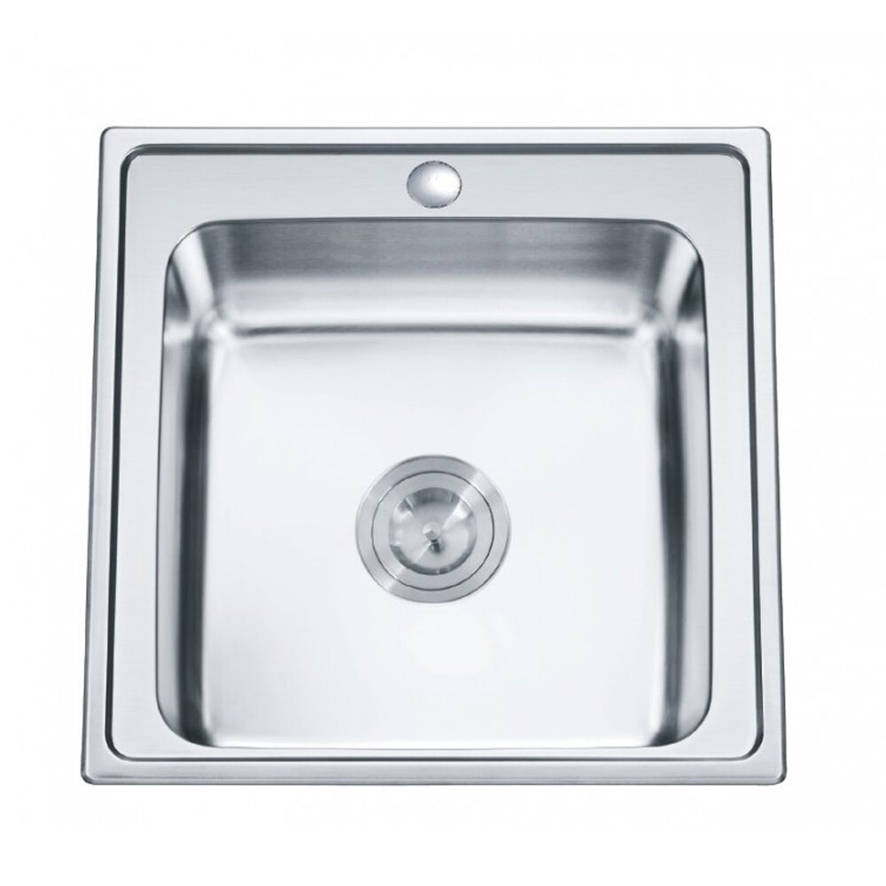 Chiuveta inox Inter Ceramic Tampico cu o cuva fara picurator finisaj inox satinat 50x50 cm