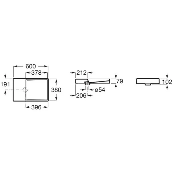 Lavoar pe blat alb Roca Horizon 60 cm picture - 3