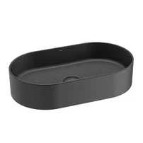 Lavoar pe blat Gala Kemet finisaj negru mat 53x31 cm ovala cu ventil Click-Clack