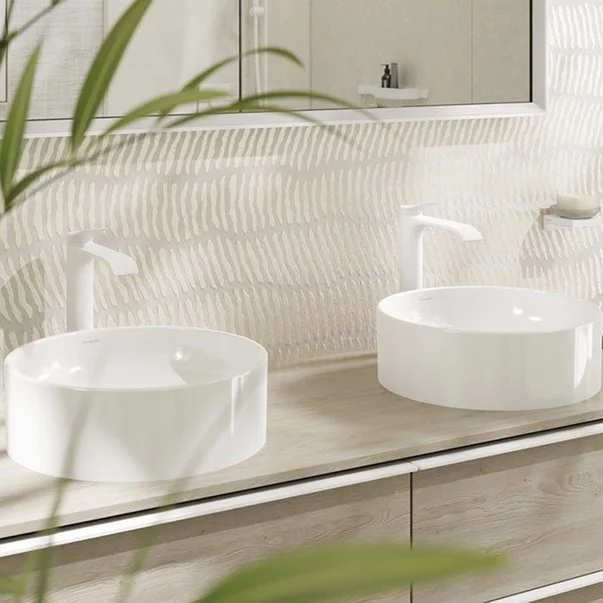 Lavoar pe blat Hansgrohe Xuniva S rotund 40 cm alb lucios picture - 4