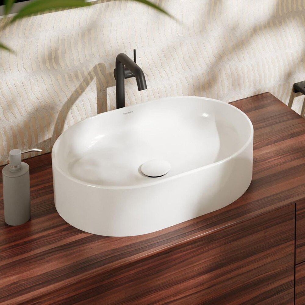 Lavoar pe blat Hansgrohe Xuniva U 55x40 cm alb lucios
