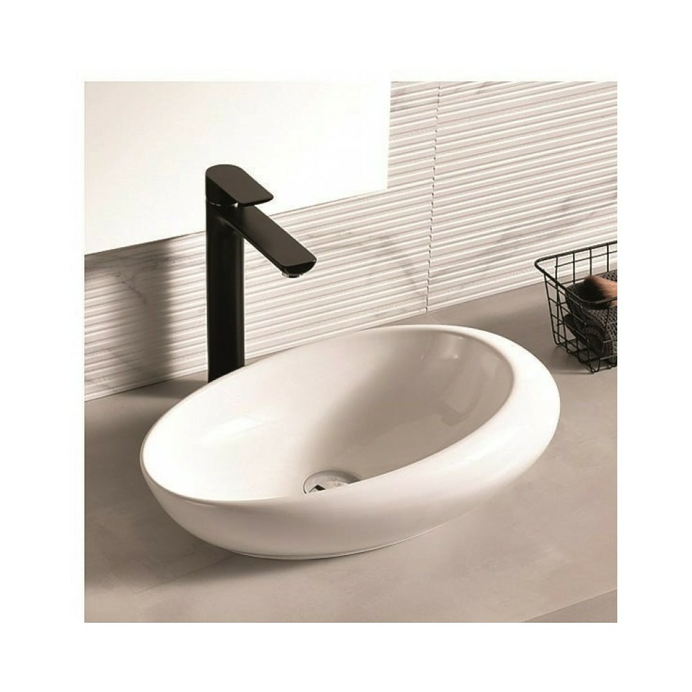 Lavoar pe blat Inter Ceramic Art alb lucios 58 cm