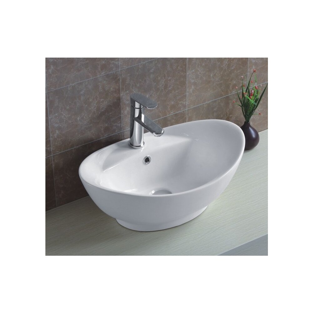 Lavoar pe blat Inter Ceramic Art alb lucios 59 cm