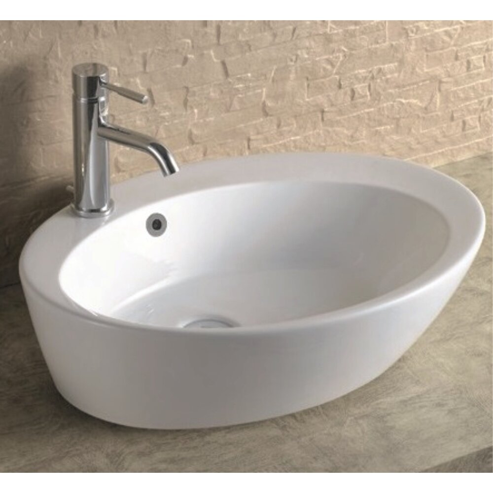 Lavoar pe blat Inter Ceramic Art alb lucios 61 cm