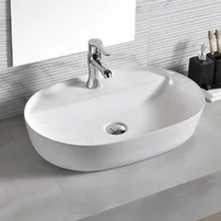 Lavoar pe blat Inter Ceramic Art alb lucios 80 cm