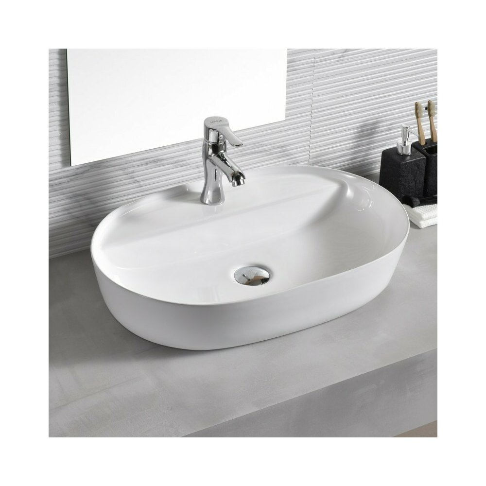 Lavoar pe blat Inter Ceramic Art alb lucios 80 cm