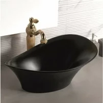 Lavoar pe blat Inter Ceramic Art asimetric negru mat 55 cm