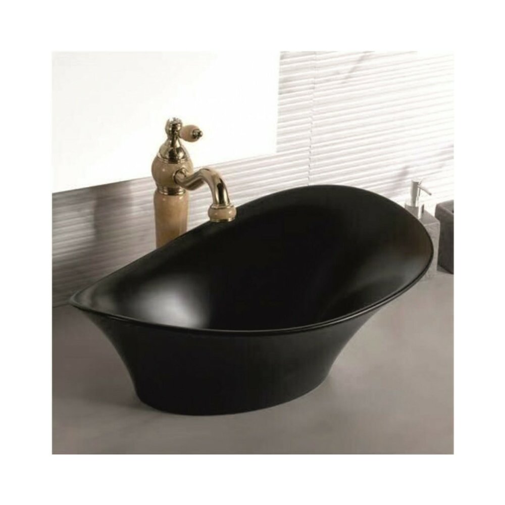 Lavoar pe blat Inter Ceramic Art asimetric negru mat 55 cm