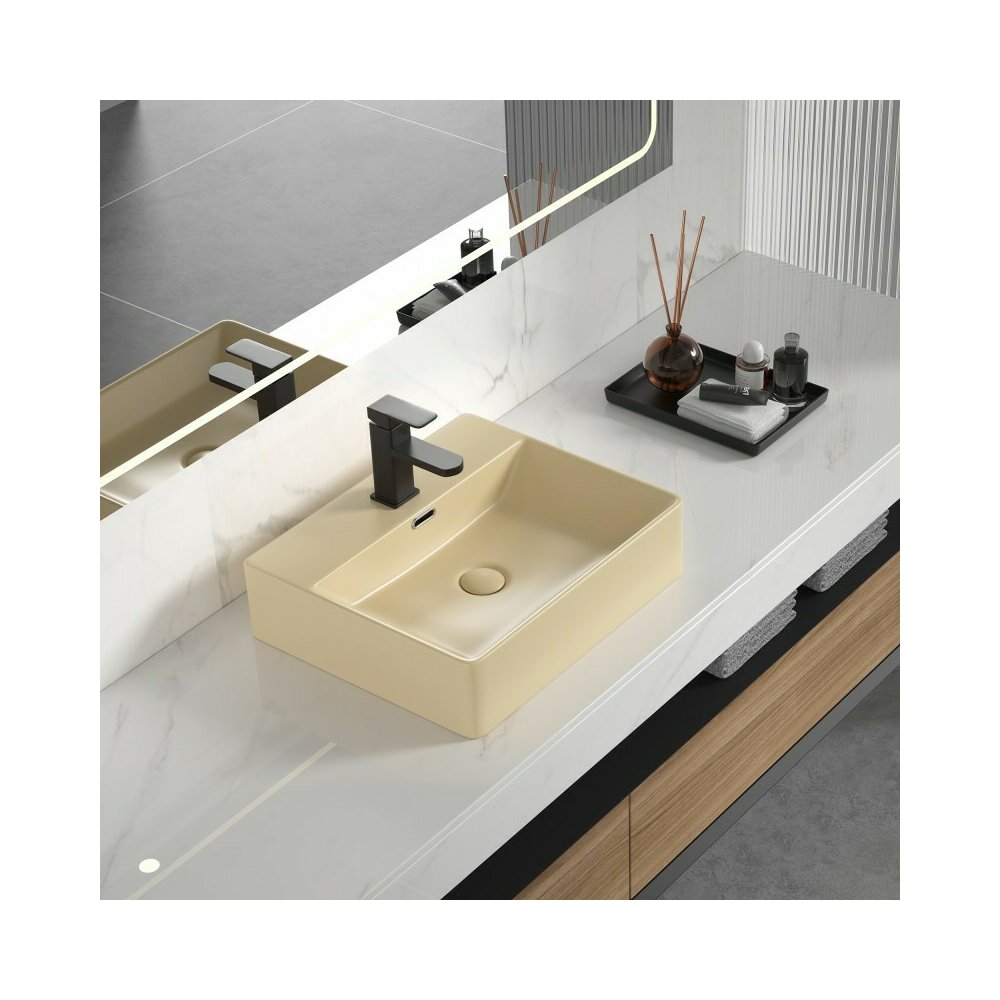 Lavoar pe blat Inter Ceramic Art bej mat 50 cm