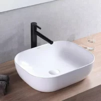 Lavoar pe blat Inter Ceramic Art dreptunghiular alb finisaj lucios 46 cm
