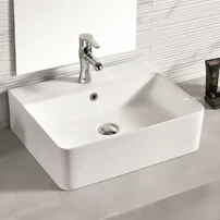 Lavoar pe blat Inter Ceramic Art dreptunghiular alb lucios 52 cm
