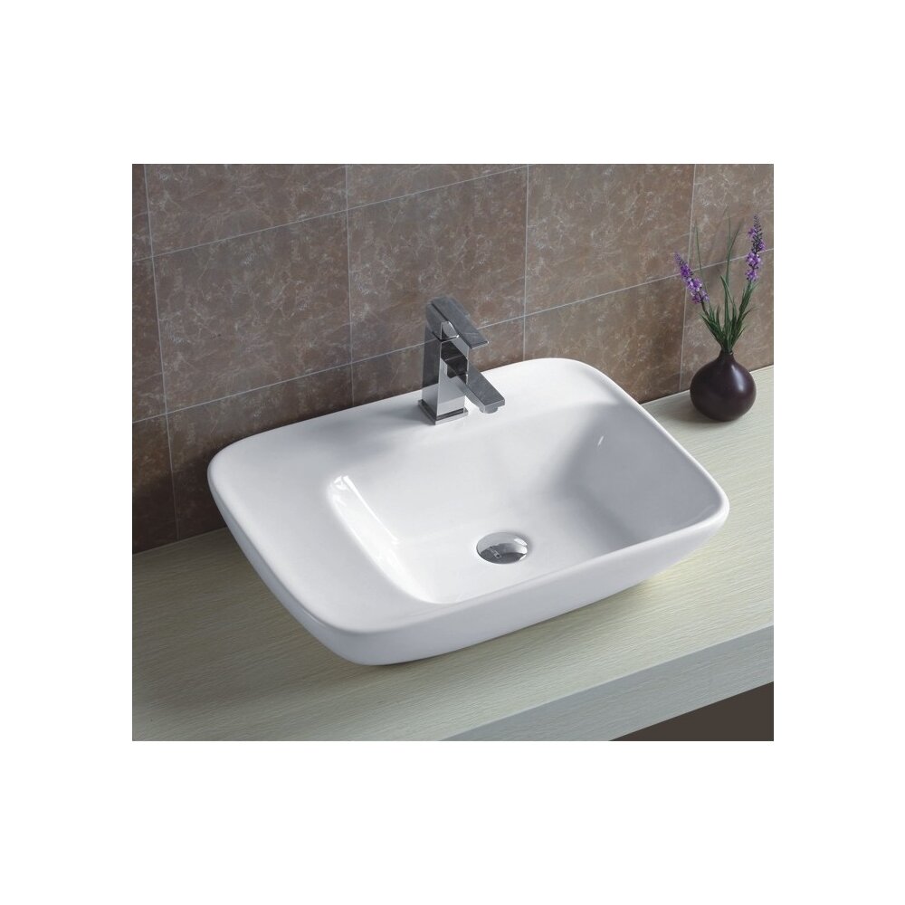 Lavoar pe blat Inter Ceramic Art dreptunghiular alb lucios 59 cm