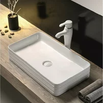 Lavoar pe blat Inter Ceramic Art dreptunghiular alb lucios 68 cm
