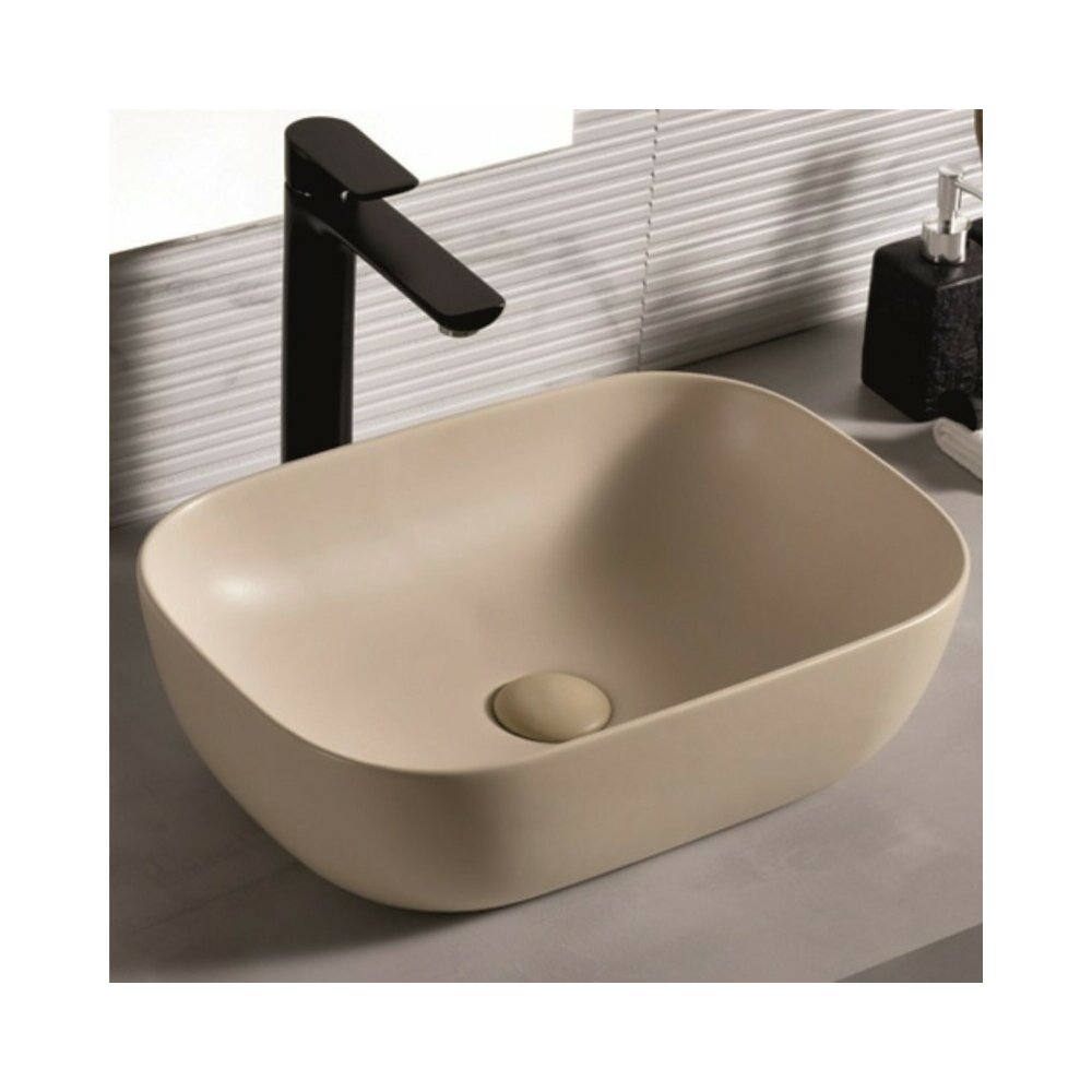 Lavoar pe blat Inter Ceramic Art dreptunghiular bej finisaj mat 46 cm