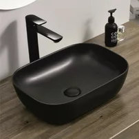 Lavoar pe blat Inter Ceramic Art dreptunghiular negru finisaj mat 46 cm