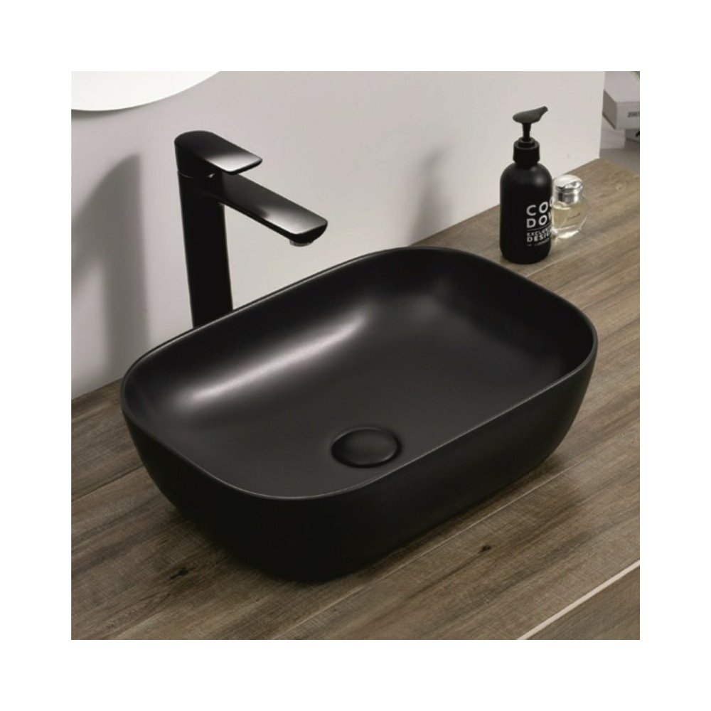 Lavoar pe blat Inter Ceramic Art dreptunghiular negru finisaj mat 46 cm
