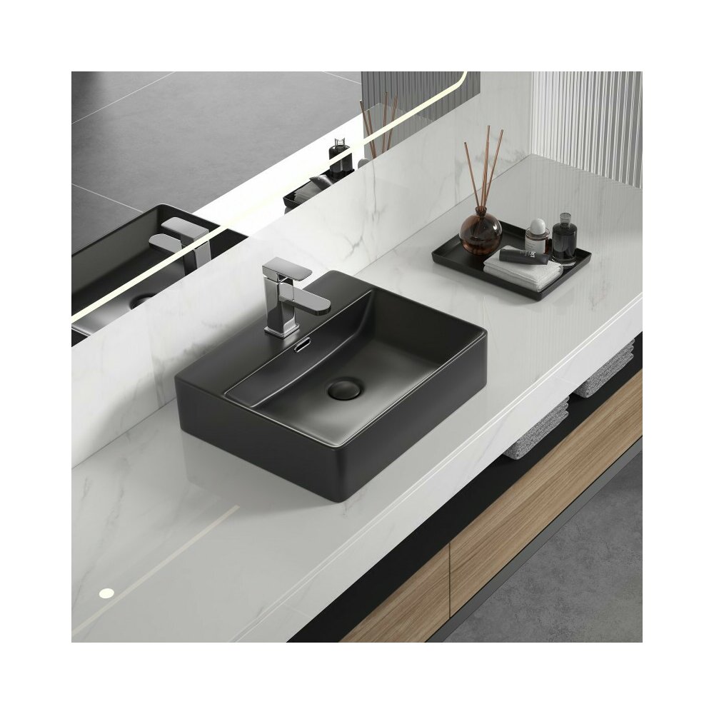 Lavoar pe blat Inter Ceramic Art negru mat 50 cm