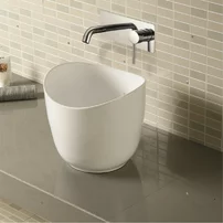 Lavoar pe blat Inter Ceramic Art rotund alb lucios 36 cm