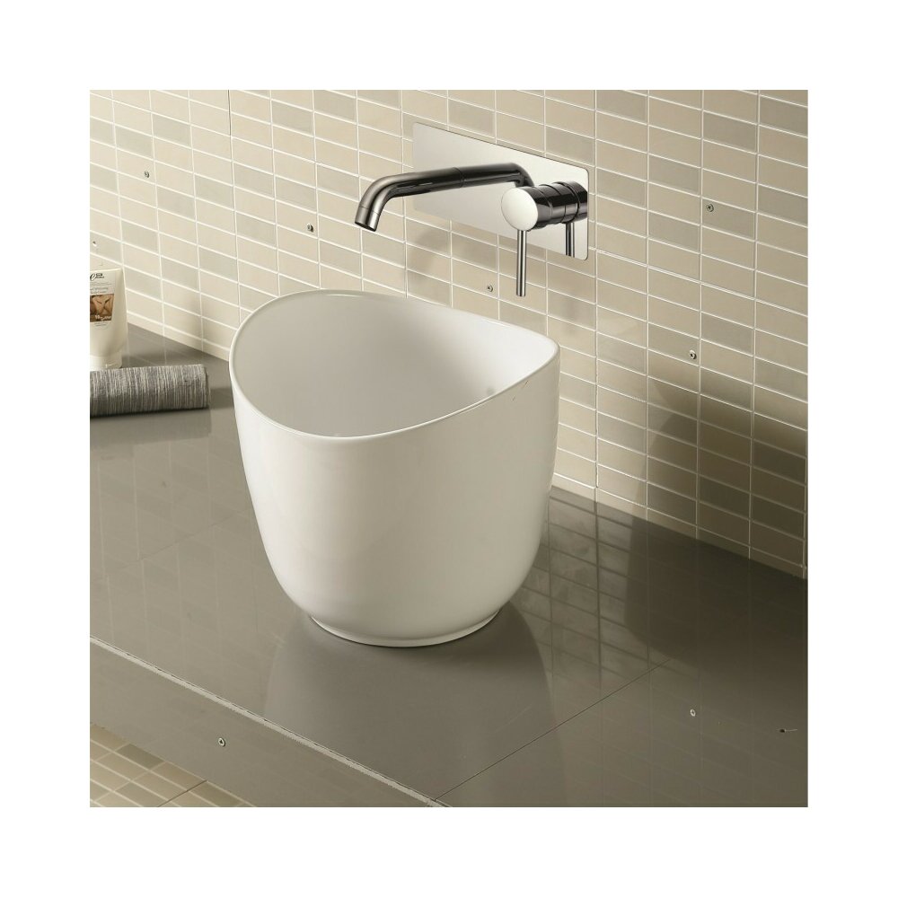 Lavoar pe blat Inter Ceramic Art rotund alb lucios 36 cm