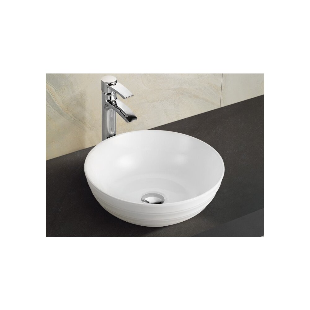 Lavoar pe blat Inter Ceramic Art rotund alb lucios 40 cm