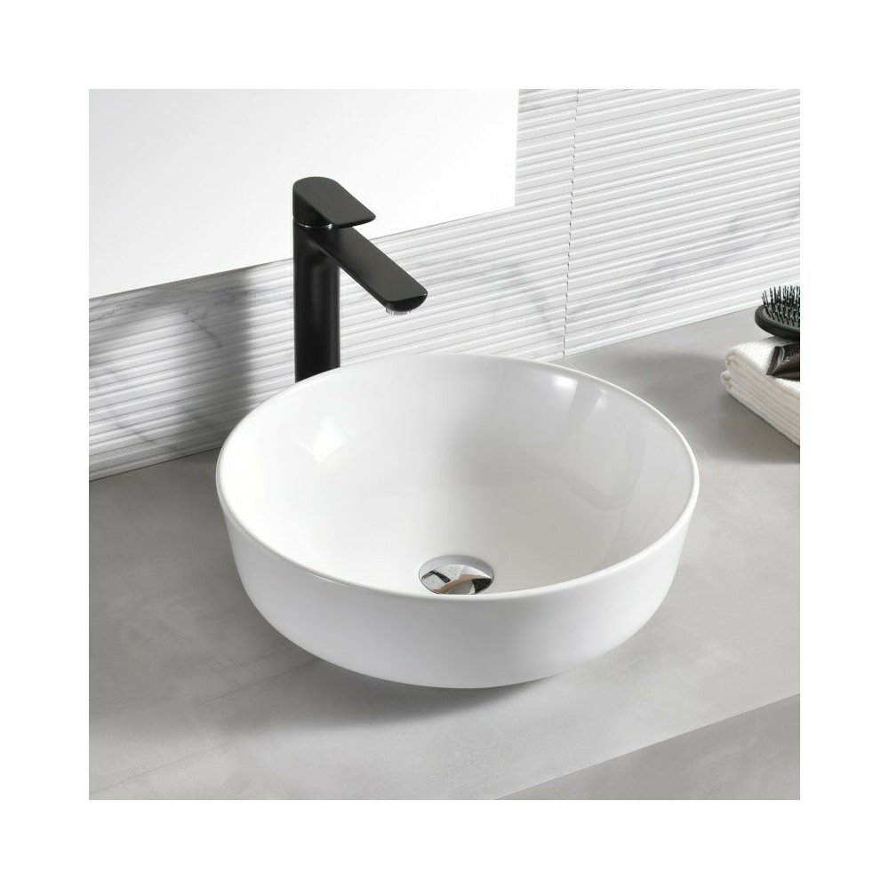 Lavoar pe blat Inter Ceramic Art rotund alb lucios 41.5 cm