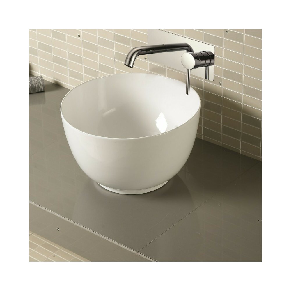 Lavoar pe blat Inter Ceramic Art rotund alb lucios 41 cm