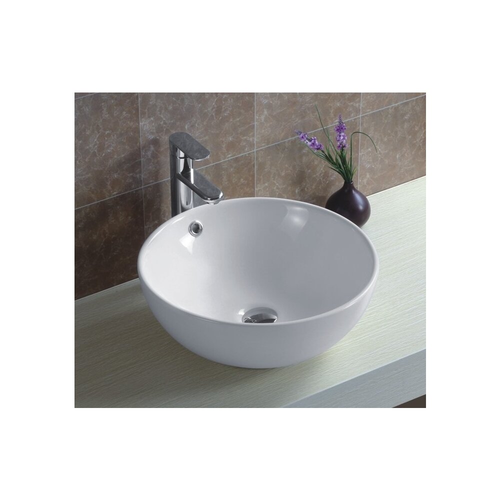 Lavoar pe blat Inter Ceramic Art rotund alb lucios 43 cm