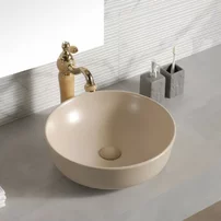 Lavoar pe blat Inter Ceramic Art rotund bej mat 41.5 cm
