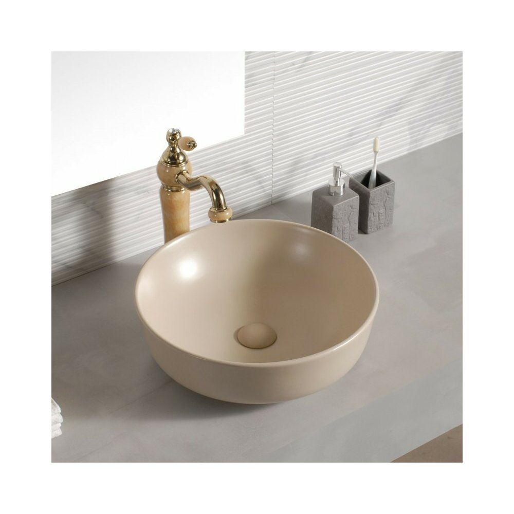 Lavoar pe blat Inter Ceramic Art rotund bej mat 41.5 cm